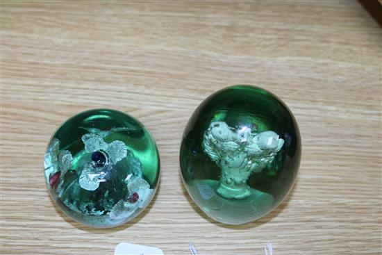 A Kilner two colour dump paperweight and a sulphide dump paperweight